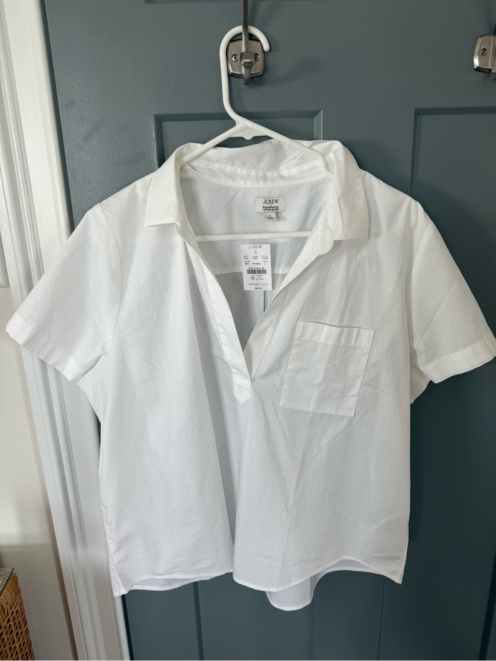 J. Crew White Short-Sleeve Cotton Button-Down Shirt